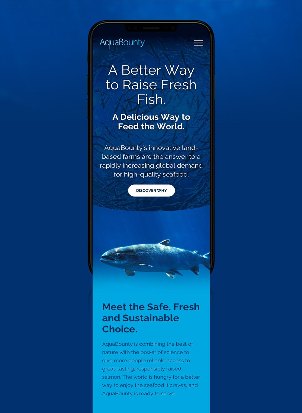 AquaBounty mobile website home page