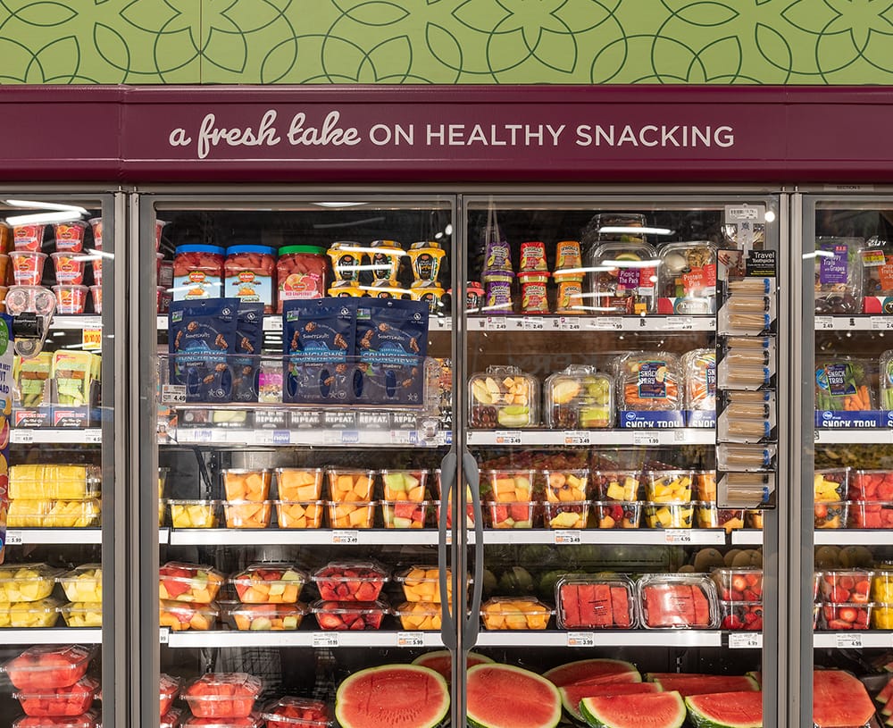 Fresh, ready-to-eat fruit on Kroger refrigerated shelves