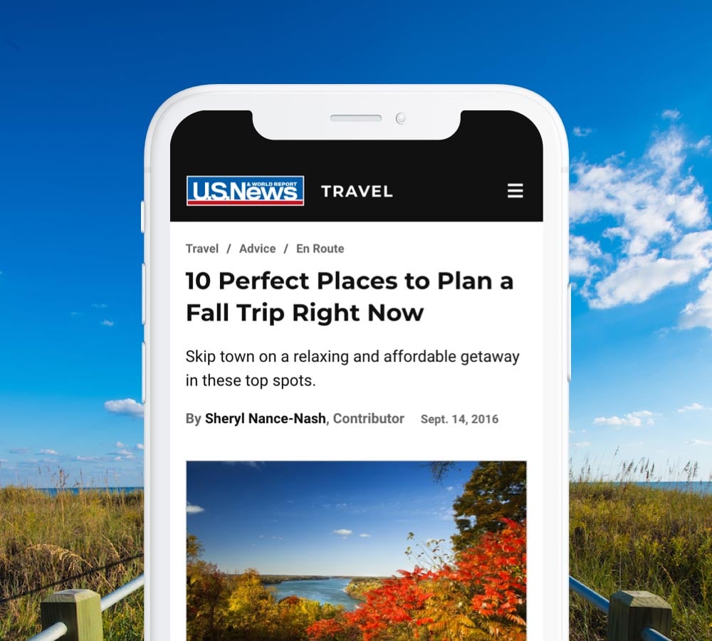 Myrtle Beach U.S. News Travel article displayed on a white mobile phone